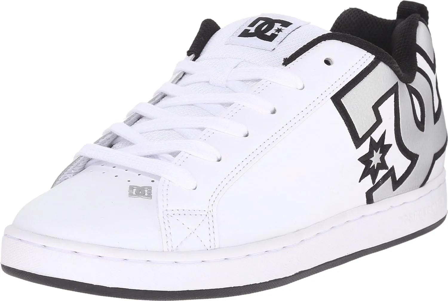 DC Women's Court Graffik Low Top Casual Skate Shoe, White/M Silver, 10.5