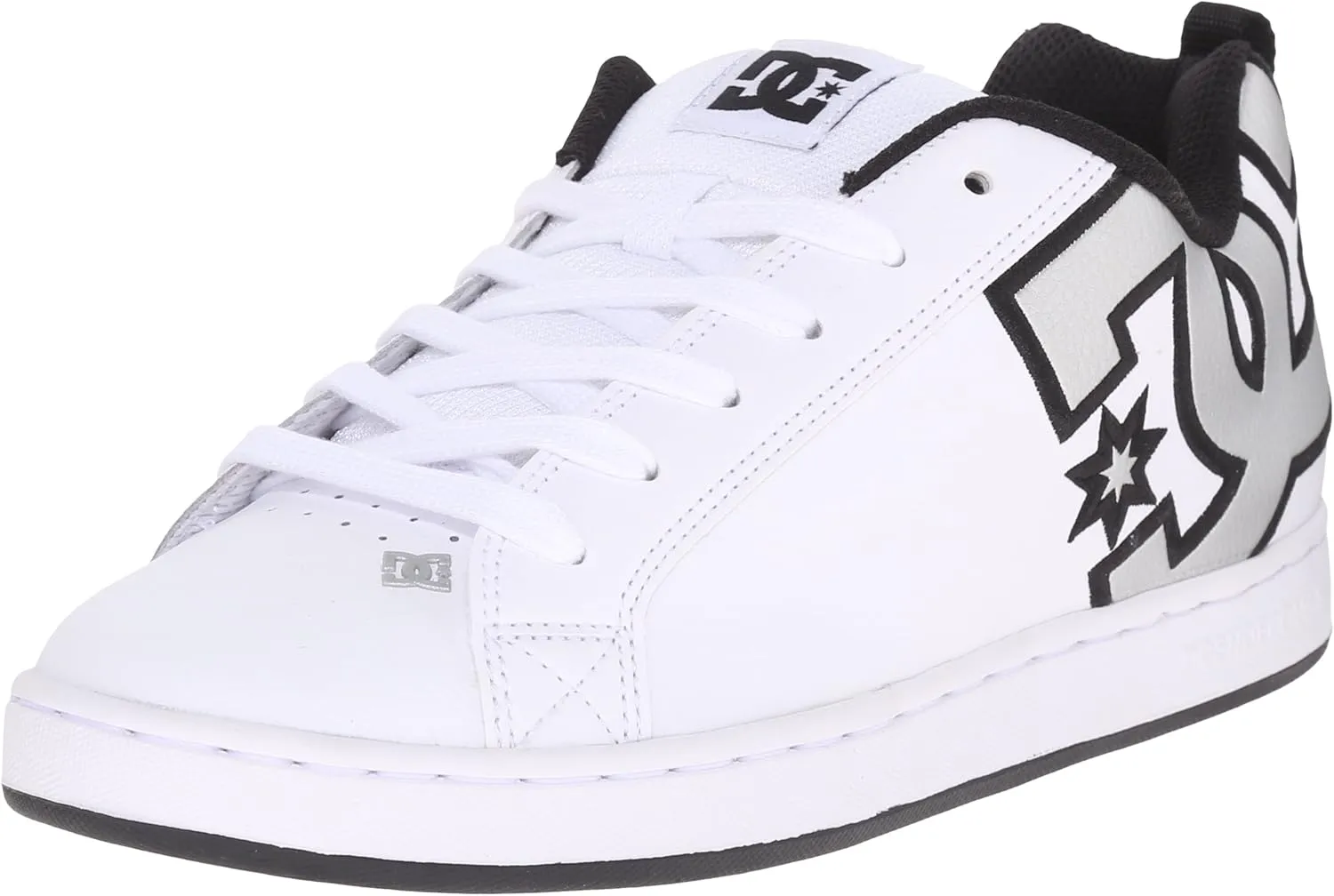 DC Women's Court Graffik Low Top Casual Skate Shoe, White/M Silver, 8