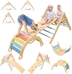 deli Pikler Triangle Set 7 in 1, Adjustable & Foldable Montessori Climbing Set, Large Size Climbing Toys for Toddlers Inside Indoor, Climb Activity Jungle Gym Make a Great Gift for Boys Girls