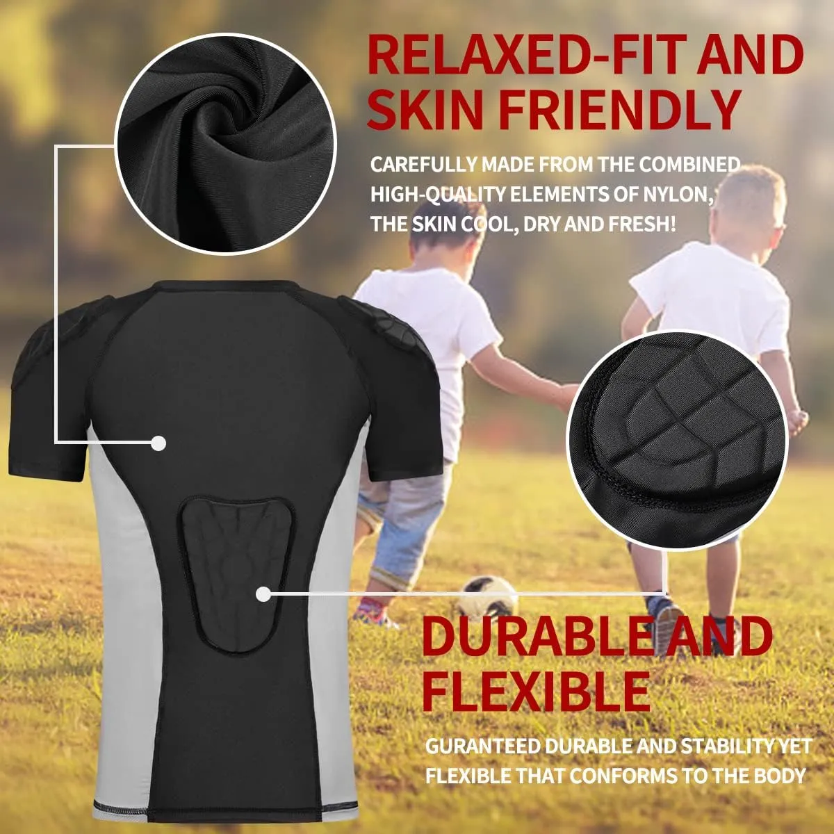 DGXINJUN Youth Padded Shirt Chest Rib Heart Guard Protector Kids Shirt for Football Baseball Lacrosse Goalies Softball