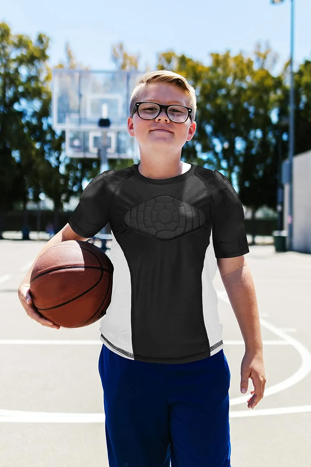 DGXINJUN Youth Padded Shirt Chest Rib Heart Guard Protector Kids Shirt for Football Baseball Lacrosse Goalies Softball