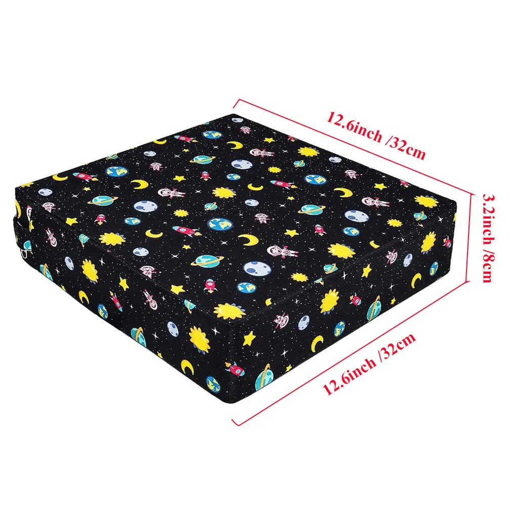 Dining Chair Heightening Cushion Portable Dismountable Adjustable Highchair Booster for Baby Toddler Kids Infant Washable Thick Chair Seat Pad Mat (Black Star)