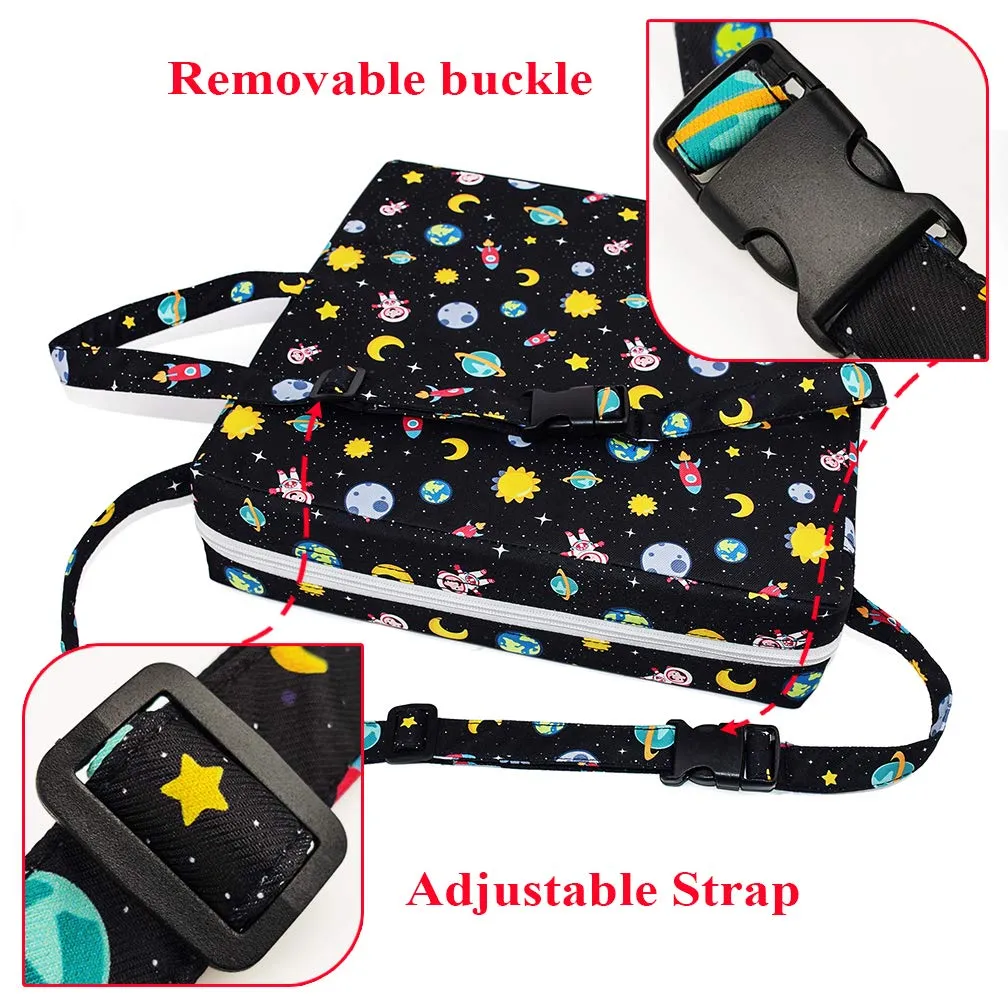 Dining Chair Heightening Cushion Portable Dismountable Adjustable Highchair Booster for Baby Toddler Kids Infant Washable Thick Chair Seat Pad Mat (Black Star)