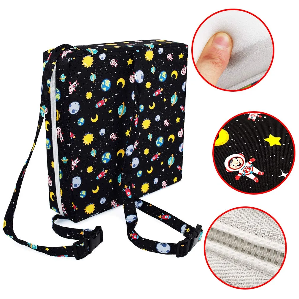 Dining Chair Heightening Cushion Portable Dismountable Adjustable Highchair Booster for Baby Toddler Kids Infant Washable Thick Chair Seat Pad Mat (Black Star)