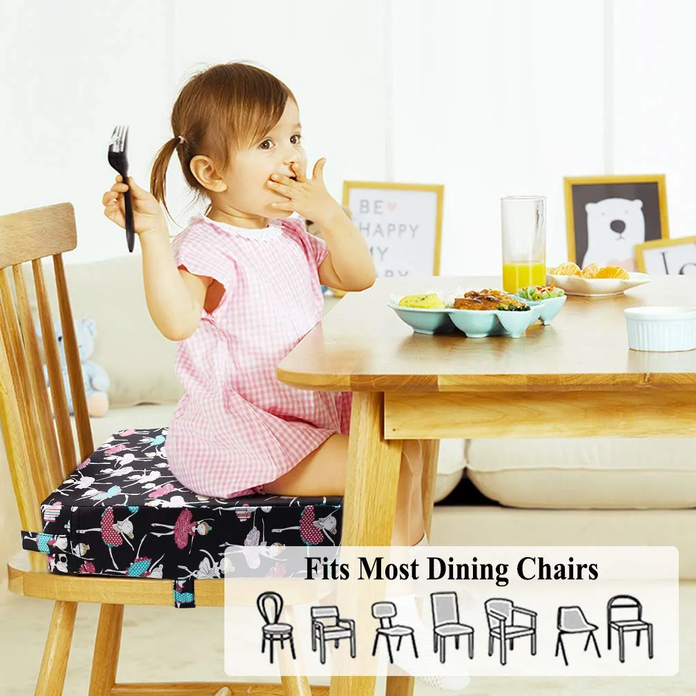 Dining Chair Heightening Cushion Portable Dismountable Adjustable Highchair Booster for Baby Toddler Kids Infant Washable Thick Chair Seat Pad Mat (Dance Girl)