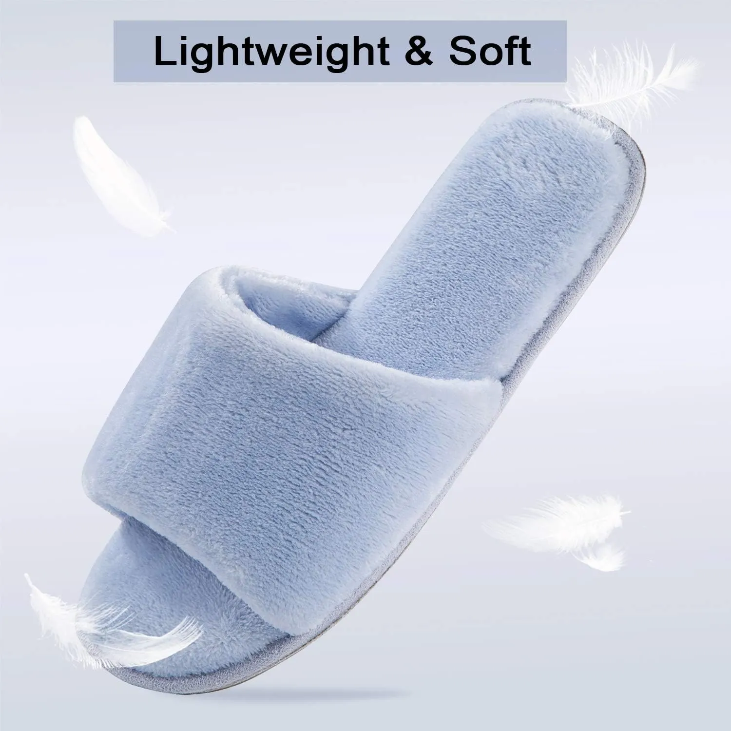 DL Open Toe Slippers for women Indoor, Cozy Memory Foam Womens House Slippers Summer Slip On, Comfy Soft Flannel Womens Bedroom Slippers Slide Breathable Size 5-6 7-8 9-10