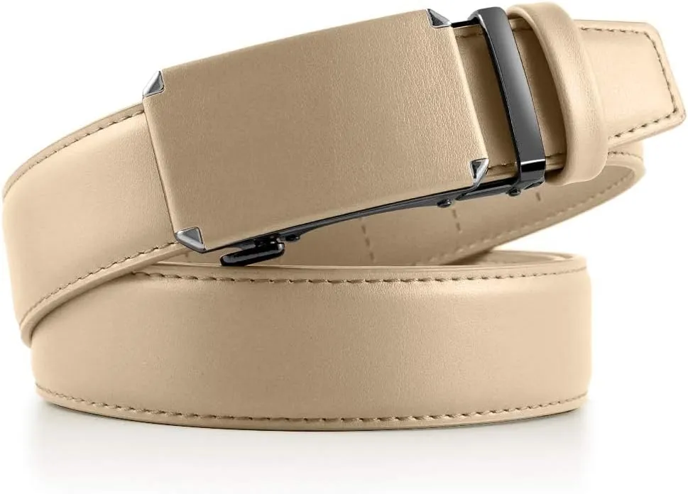 DOOPAI Belt Men, Ratchet Belt Dress Adjustable 1 3/8" Genuine Leather Designer Belt, Size Length Can be Cut, with Gift Box