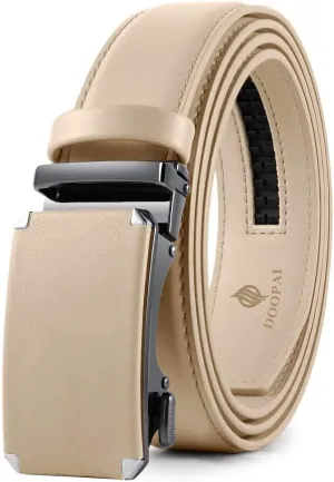 DOOPAI Belt Men, Ratchet Belt Dress Adjustable 1 3/8" Genuine Leather Designer Belt, Size Length Can be Cut, with Gift Box
