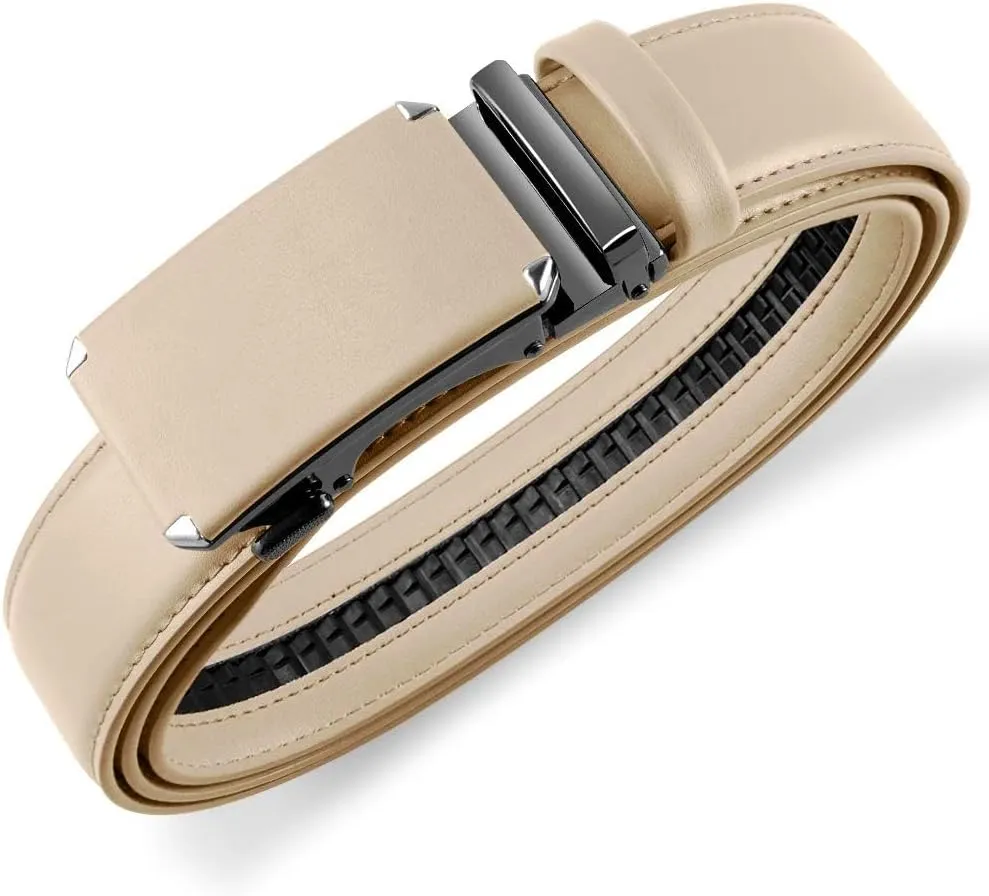 DOOPAI Belt Men, Ratchet Belt Dress Adjustable 1 3/8" Genuine Leather Designer Belt, Size Length Can be Cut, with Gift Box