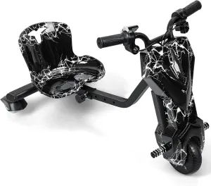 Drift Trike, Big Wheel for Kids Ages 8  Trike, Triad Drift Trike, 12v Ride on Drift Car with 360° Drift, Kids Electric Tricycle with Strong Steel Frame, Adjustable Seat for Boys Girls Black
