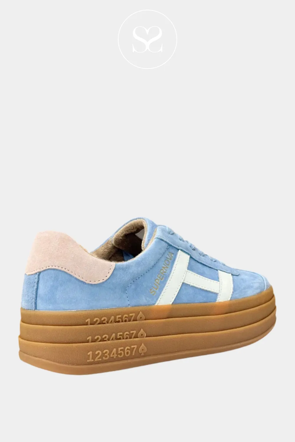 DRILLEYS SIXTY EIGHT PASTEL BLUE CHUNKY FLATFORM TRAINERS