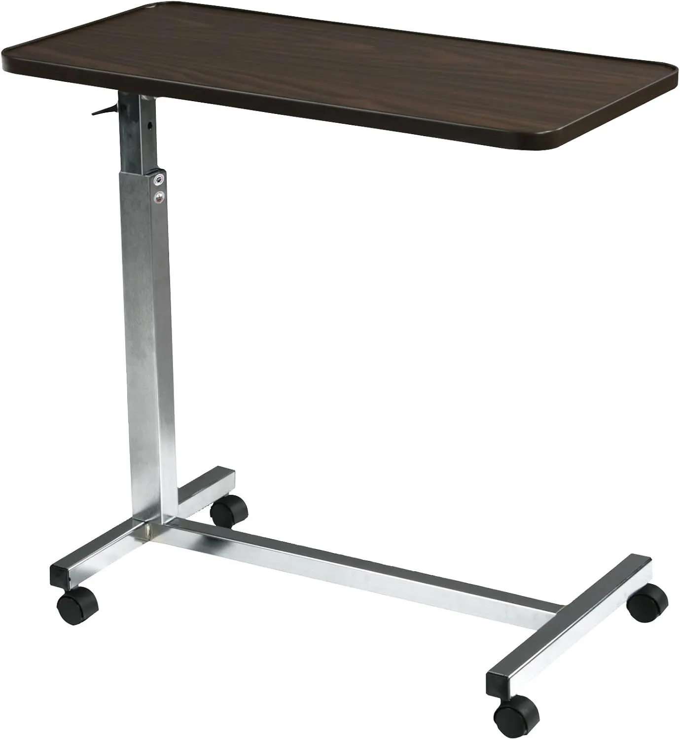 Drive Medical 13003 Non Tilt Top Overbed Table with Wheels, Chrome