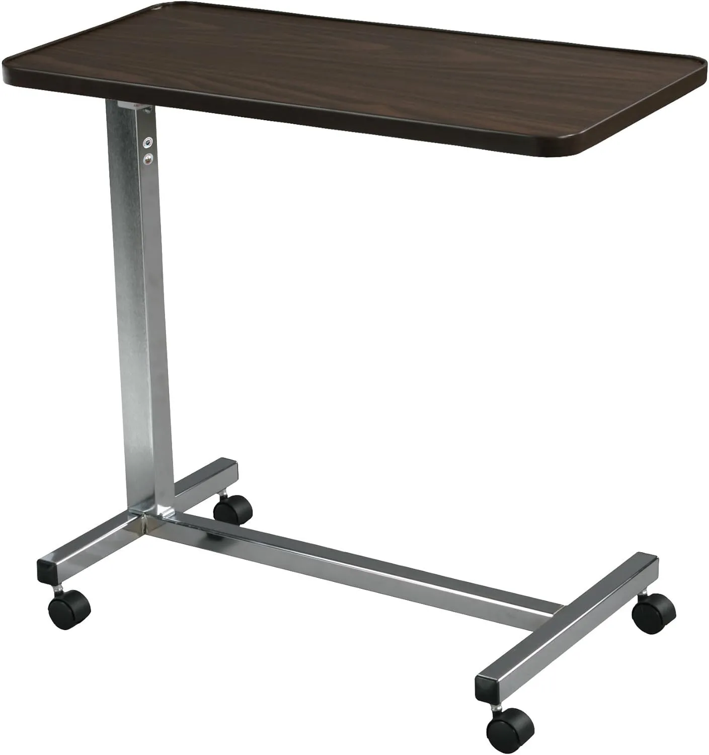 Drive Medical 13003 Non Tilt Top Overbed Table with Wheels, Chrome