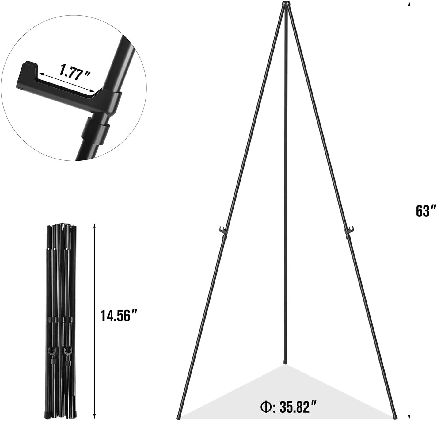 Easel Stand for Display, Aredy 63" Portable Painting Easel, Lightweight Metal Easels for Painting Canvas, Wedding Sign (2 Pack)
