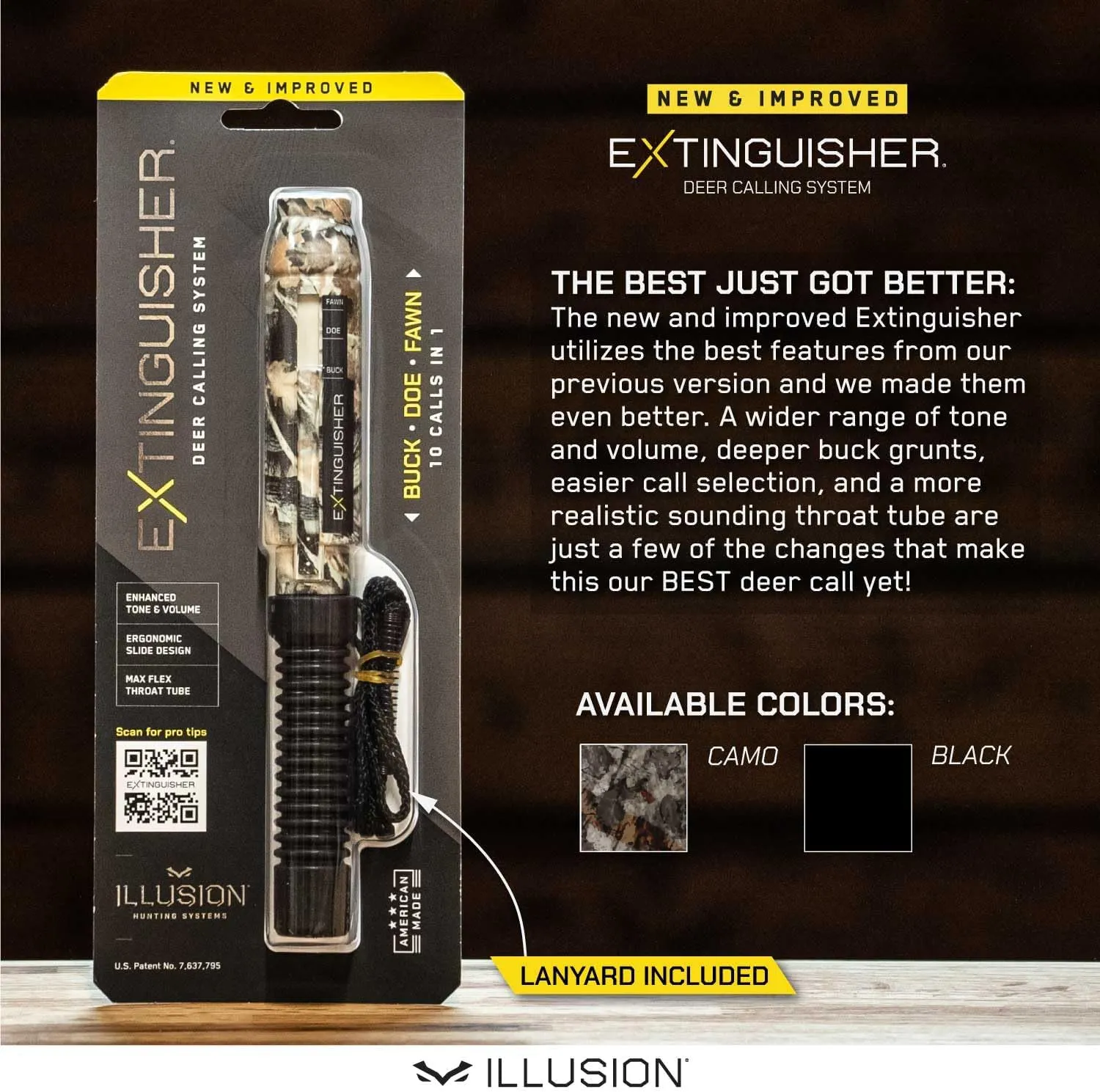 Extinguisher Deer Call by Illusion | Grunt Tube | Buck, Doe, Fawn | Adjustable 10-in-1 Call | Color (CAMO/Black) | Freeze Resistant