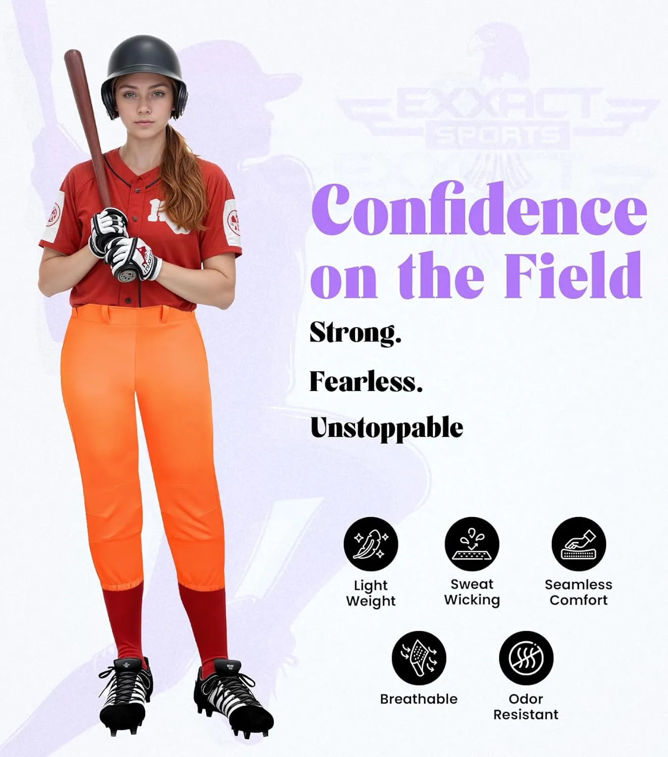Exxact Sports Girls Softball Pants Knicker/Yoga Style Knee Length, 4-Way Stretch Low Rise Youth Softball Pants for Girls