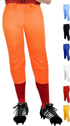 Exxact Sports Girls Softball Pants Knicker/Yoga Style Knee Length, 4-Way Stretch Low Rise Youth Softball Pants for Girls