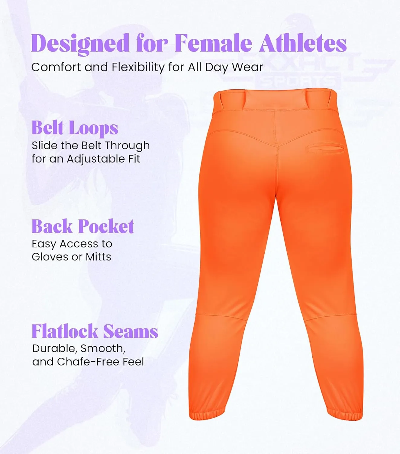 Exxact Sports Girls Softball Pants Knicker/Yoga Style Knee Length, 4-Way Stretch Low Rise Youth Softball Pants for Girls