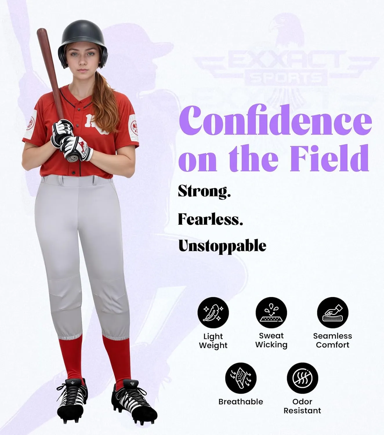 Exxact Sports Womens Softball Pants Knicker/Yoga Style Knee Length, 4-Way Stretch Low Rise Softball Pants for Women