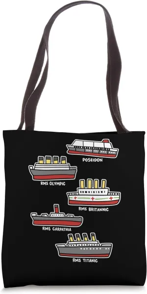 Famous Cruise Ship RMS Titanic Britanic Poseidon Carpathia Tote Bag