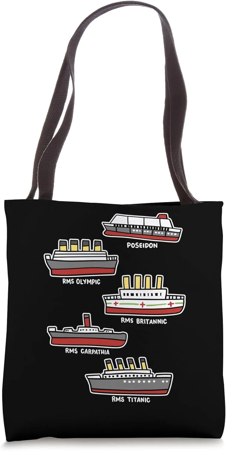Famous Cruise Ship RMS Titanic Britanic Poseidon Carpathia Tote Bag