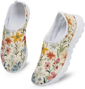 Fashion Walking Shoes Slip On Outdoor Sneakers for Womens Lightweight Breathable Mesh Loafers for Travel Size 5.5-11.5 White Sole