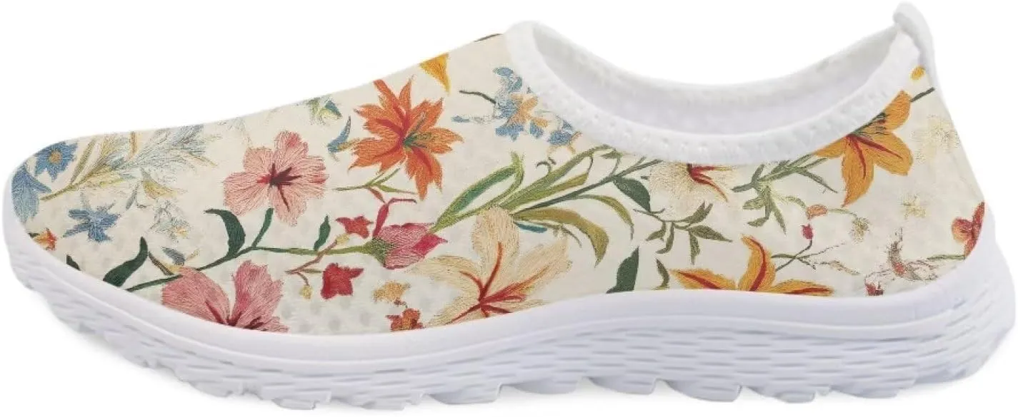 Fashion Walking Shoes Slip On Outdoor Sneakers for Womens Lightweight Breathable Mesh Loafers for Travel Size 5.5-11.5 White Sole