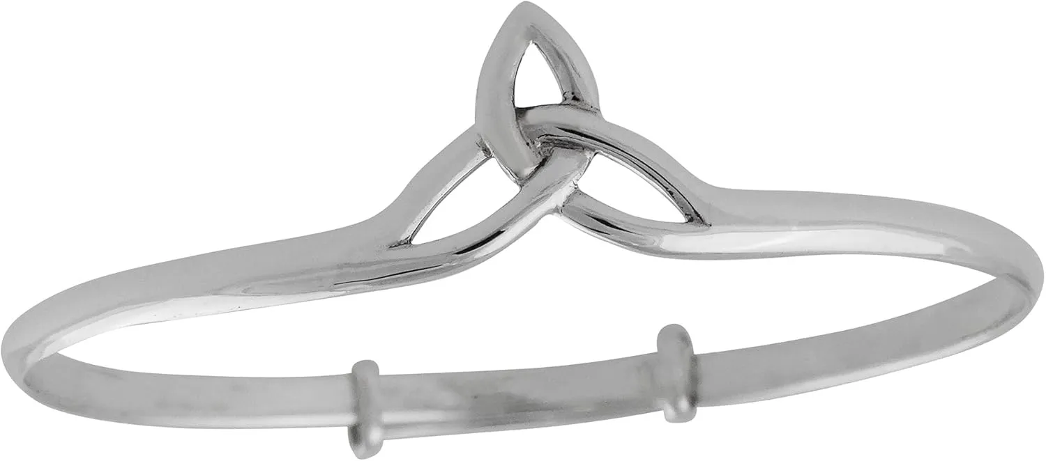 FashionJunkie4Life 925 Sterling Silver Irish Claddagh Celtic Knot Bangle Bracelet