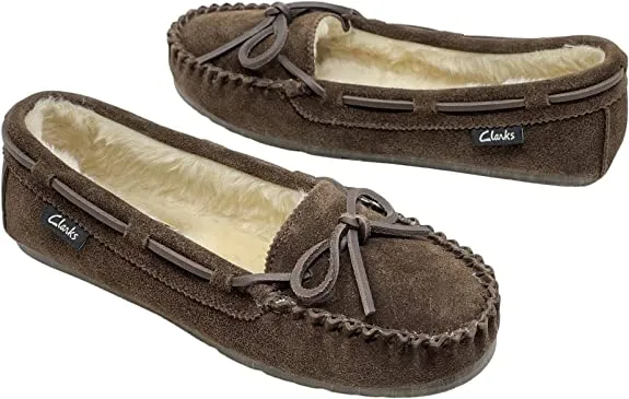 Faux Dark Fur Brown Slip Lined Slipper Courteous staff Comfortable Super affordable Moccasin Clarks On Suede