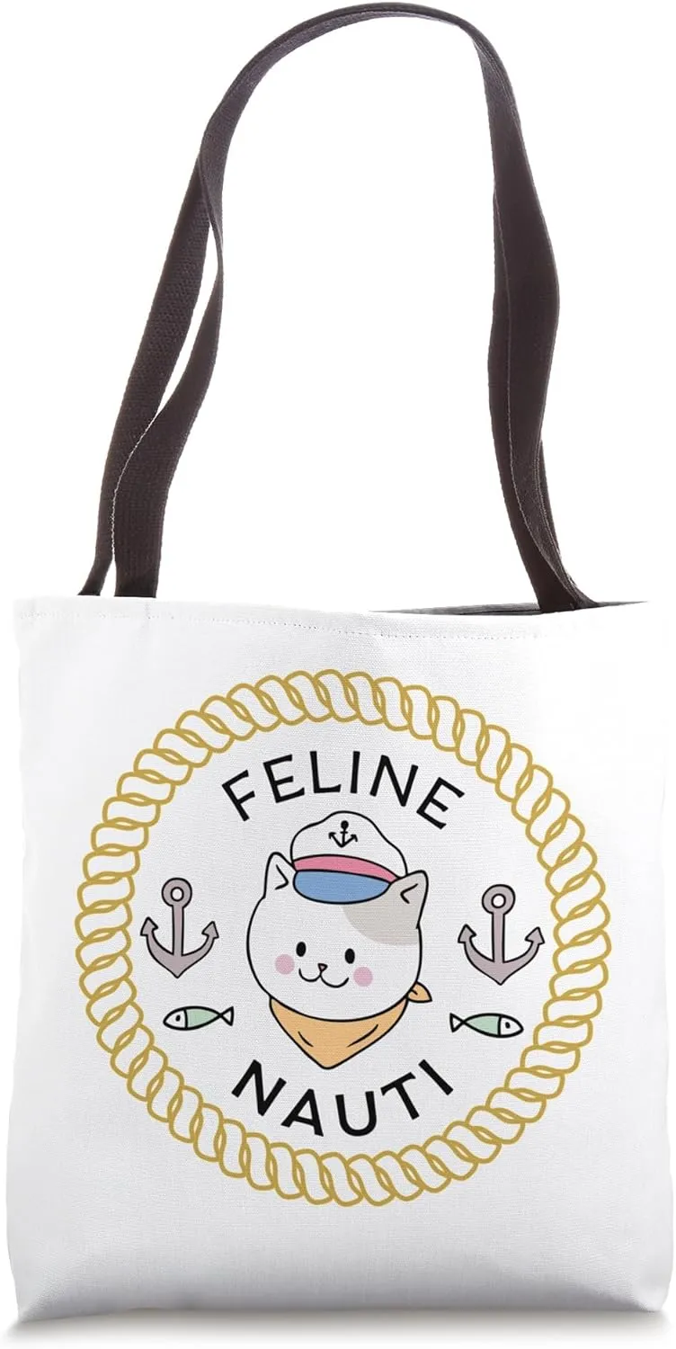 Feline Nauti: nautical sailor cat Tote Bag