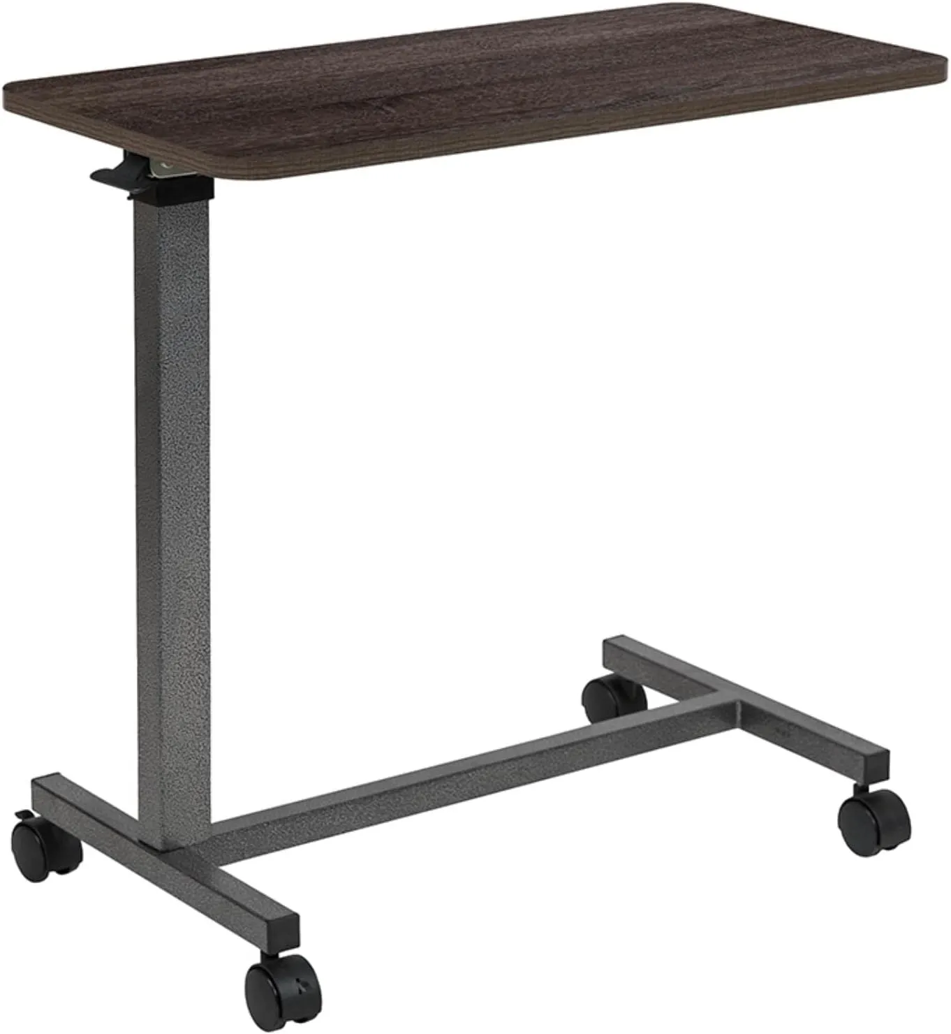 Flash Furniture Fenwick Adjustable Overbed Table with Wheels for Home and Hospital, Oak, Set of 1