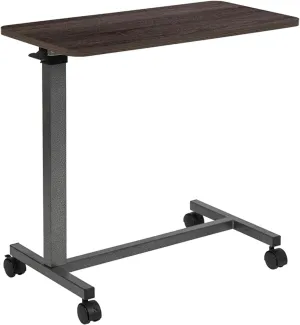 Flash Furniture Fenwick Adjustable Overbed Table with Wheels for Home and Hospital, Oak, Set of 1