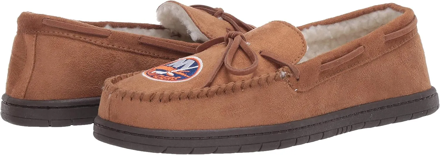 FOCO Mens NHL Team Logo Moccasin Slippers