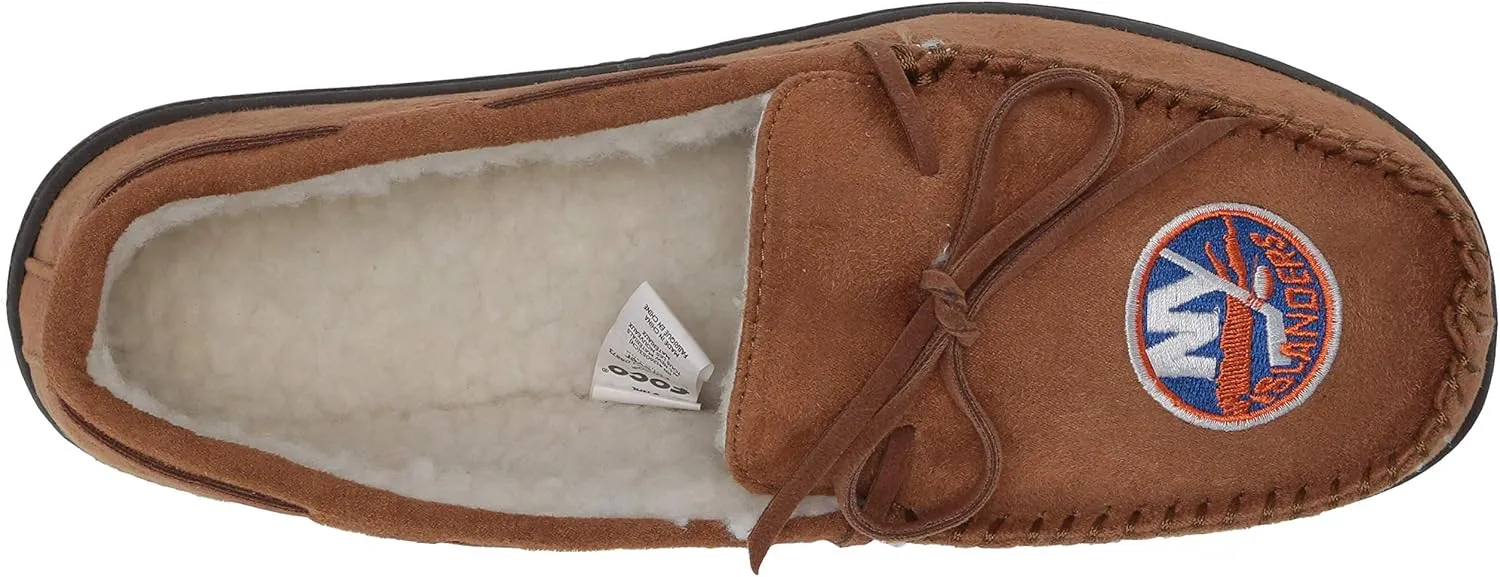 FOCO Mens NHL Team Logo Moccasin Slippers
