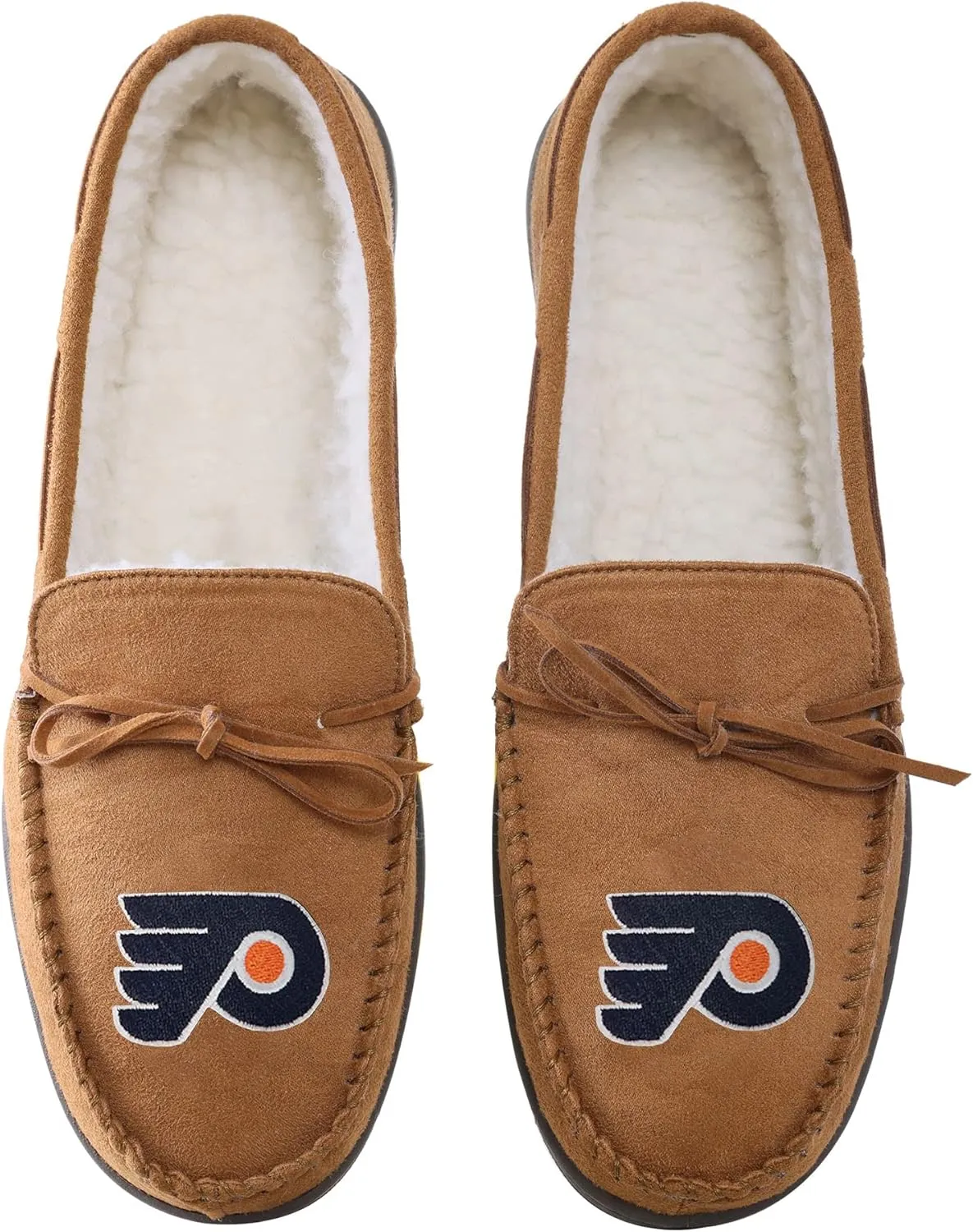FOCO Mens NHL Team Logo Moccasin Slippers