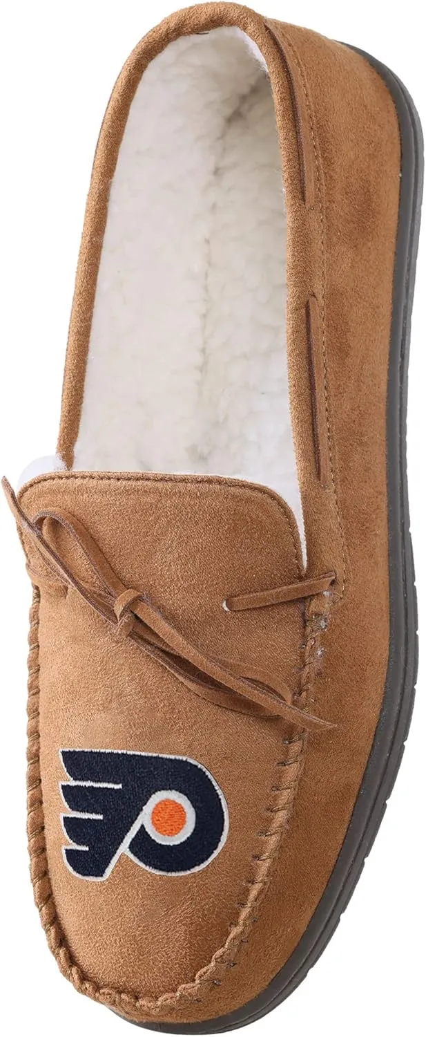 FOCO Mens NHL Team Logo Moccasin Slippers