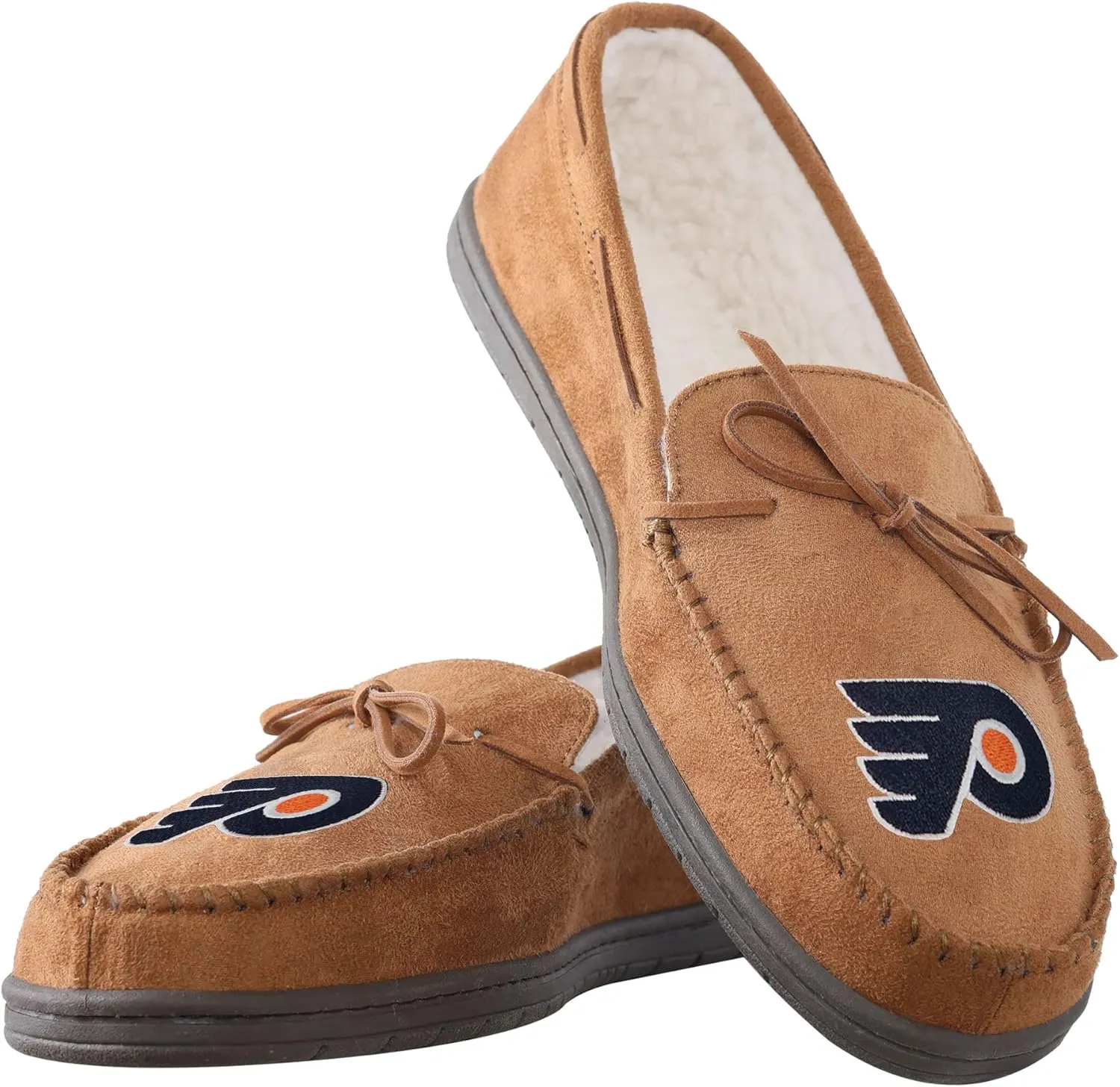 FOCO Mens NHL Team Logo Moccasin Slippers