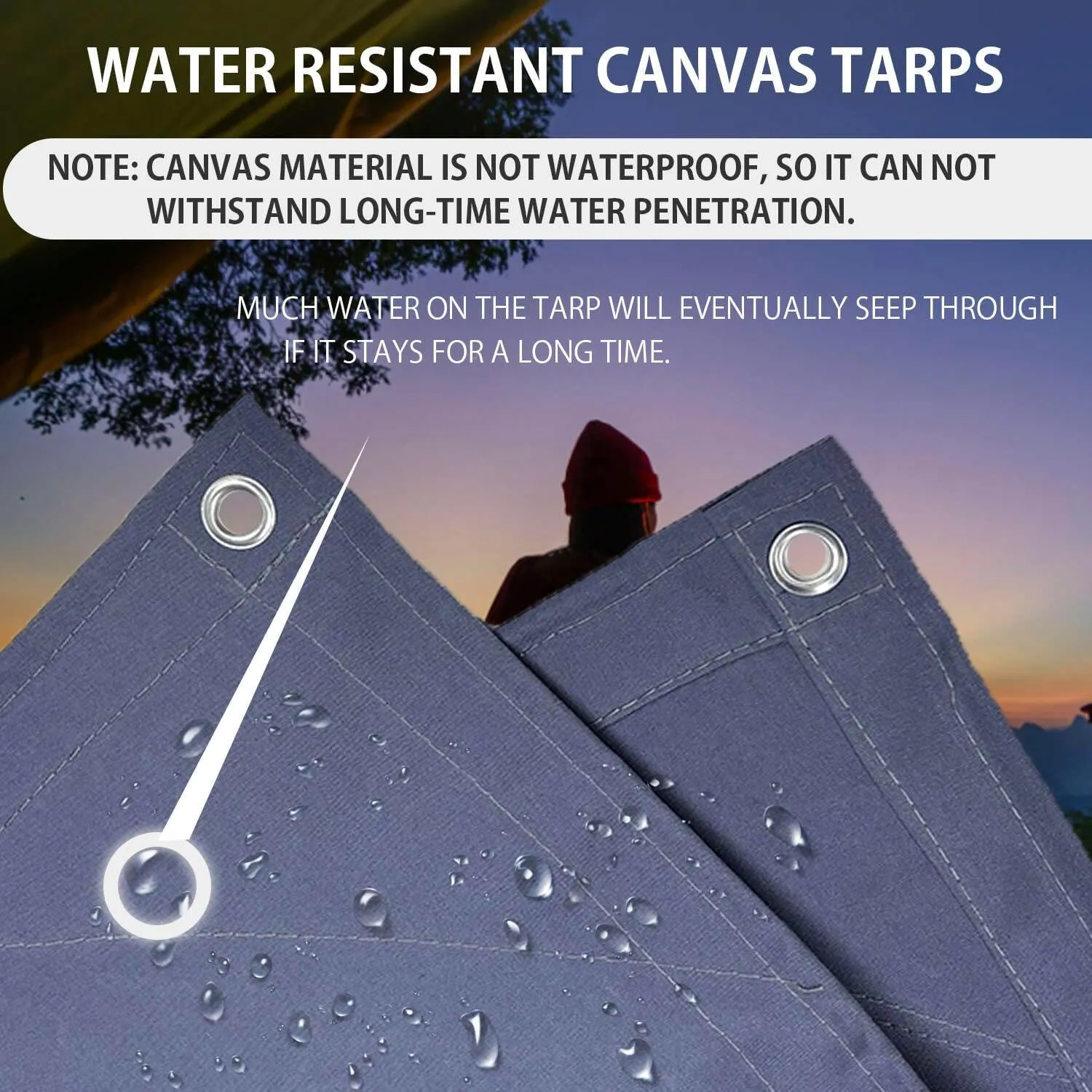 FoundGo Canvas Tarp 10x12ft Heavy Duty Waterresistant Tarps with Grommets, UV Resistant, 22 Mil Tarpaulin,14 oz Durable Cloth Covers for Car, Roof, Boat, Camp, Canopy, Woodpile with Ropes-Blue