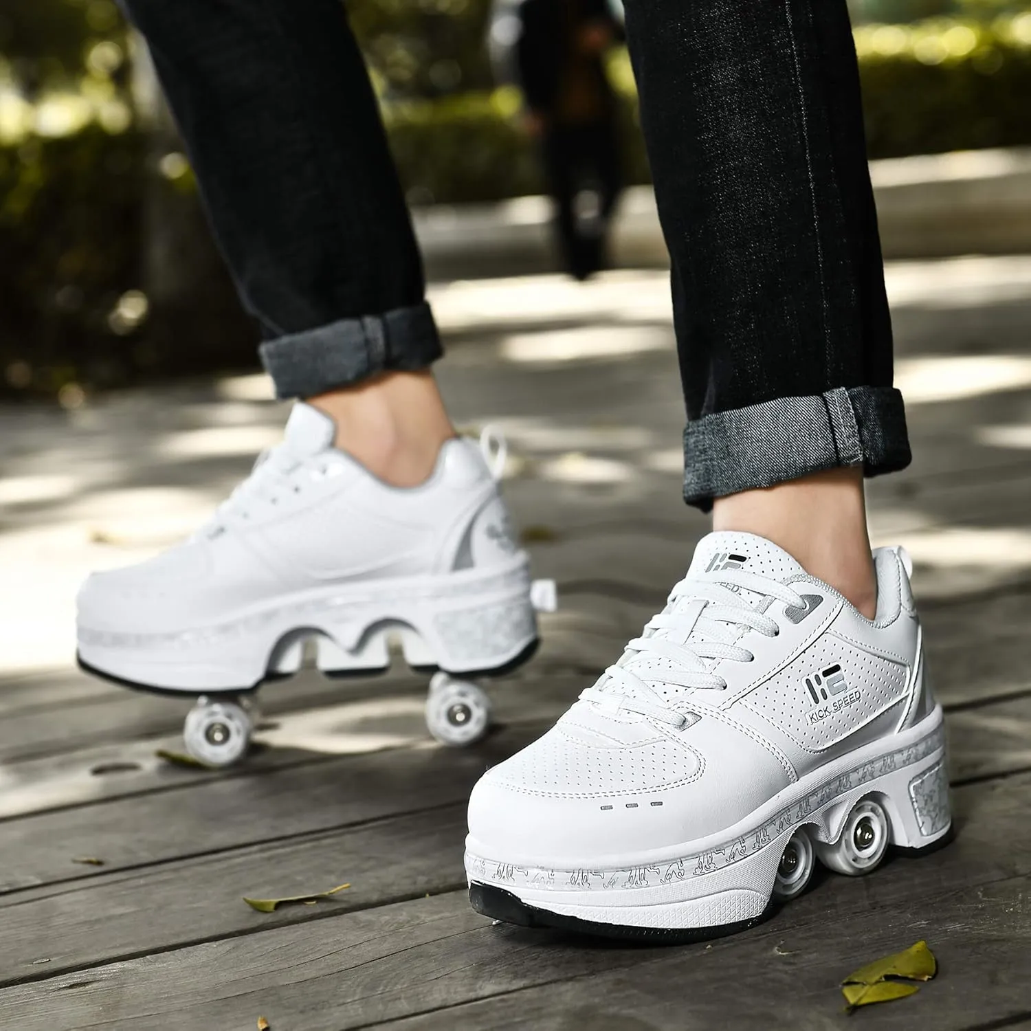 Four-Wheel 2-in-1 Roller Skate Shoes Unisex Skates Detachable Kids Sneakers with Wheels
