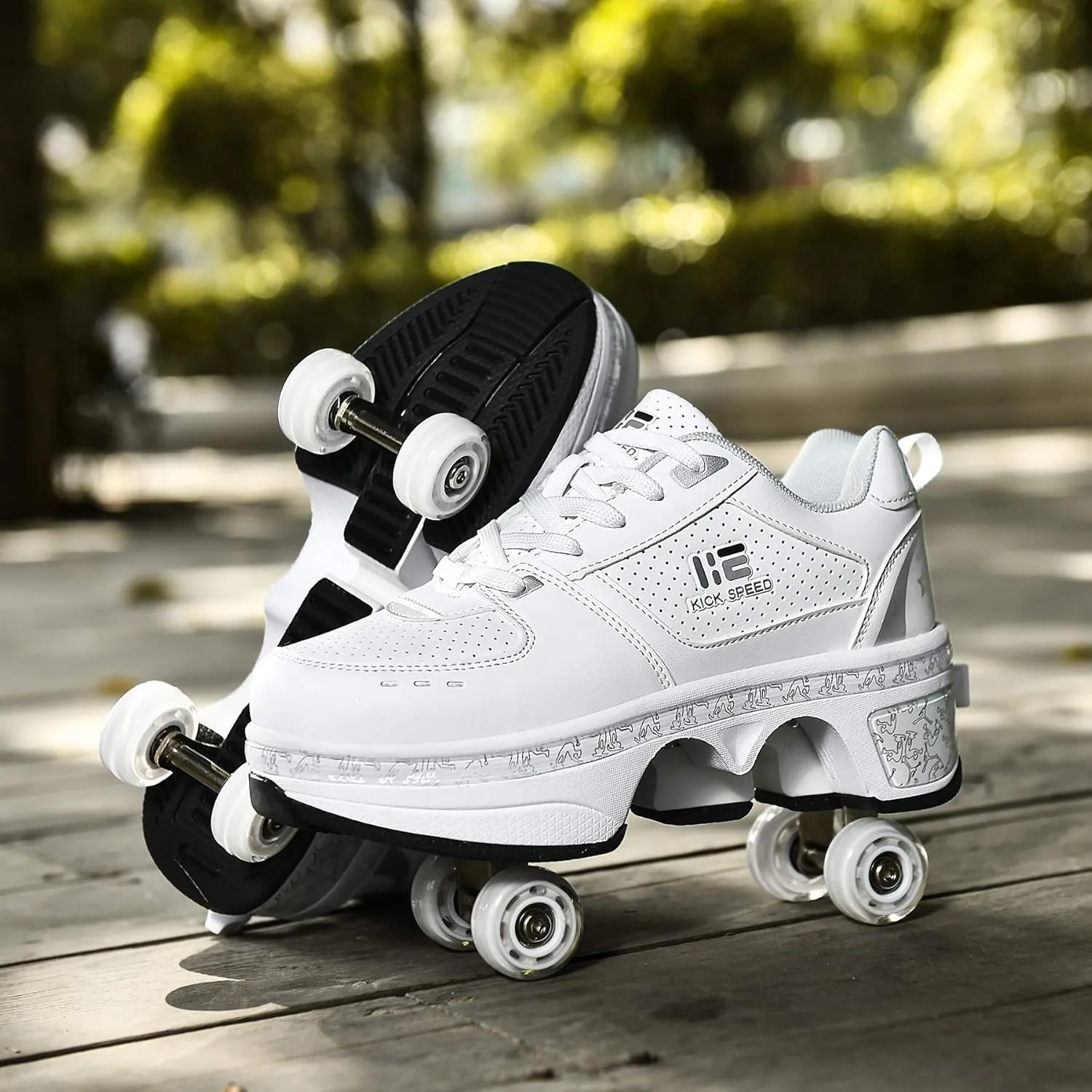 Four-Wheel 2-in-1 Roller Skate Shoes Unisex Skates Detachable Kids Sneakers with Wheels