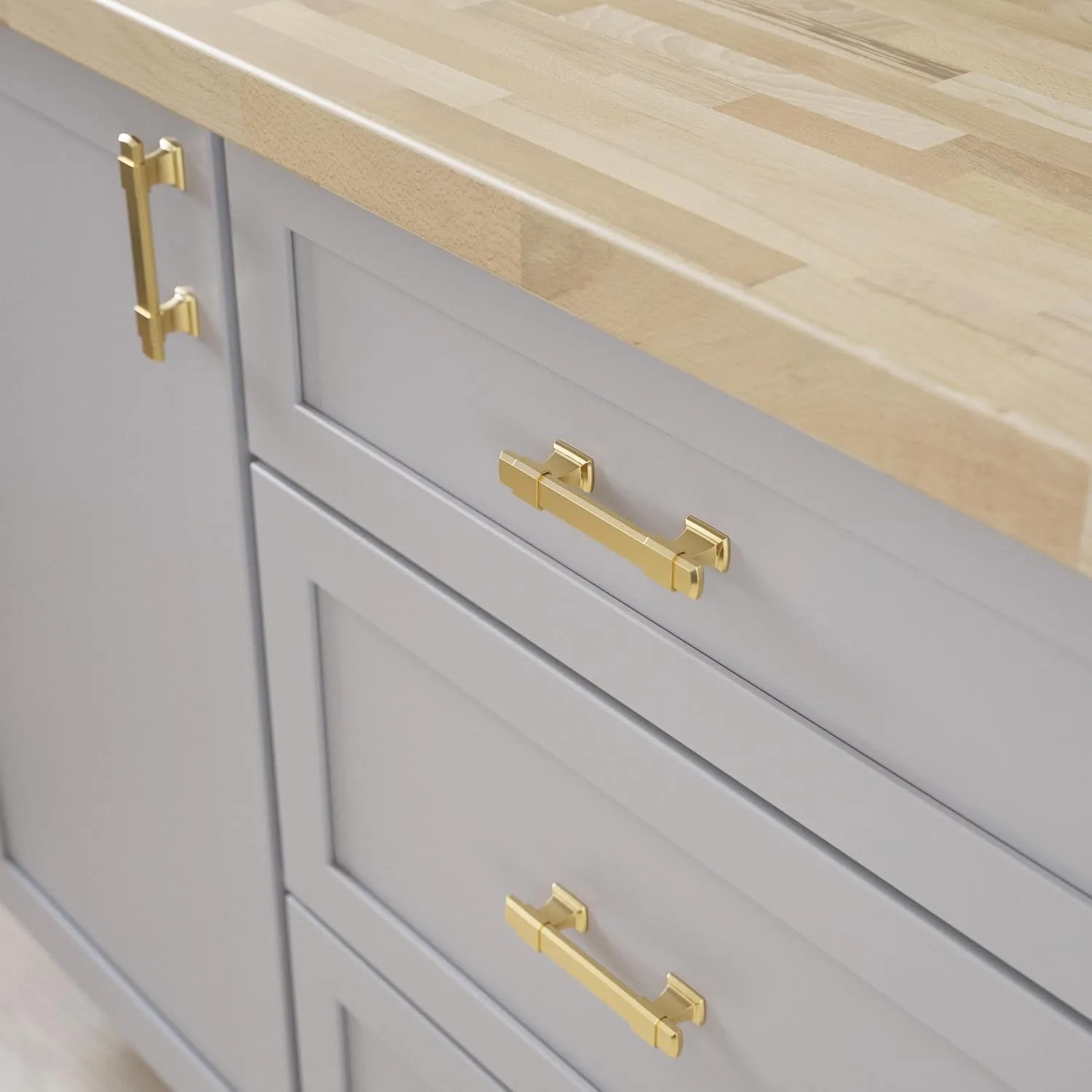 Franklin Brass Adjusta-Pull Chamfered Edge (5-Pack) Adjustable Drawer Pulls/Cabinet Handles 1-3/8" to 4" Hole Center Modern Gold Hardware Kitchen Door, Drawers, Dressers, Furniture P49106-117-B