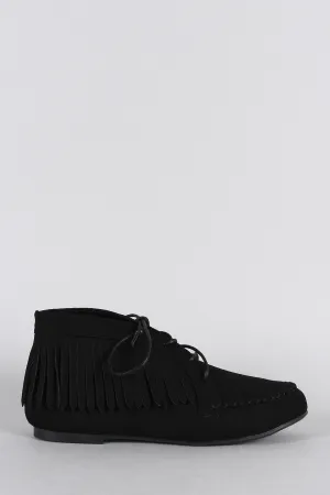 Fringe Up Bamboo Toe Round Lace Moccasin High-efficiency Flat Booties Hassle-free shipping Suede
