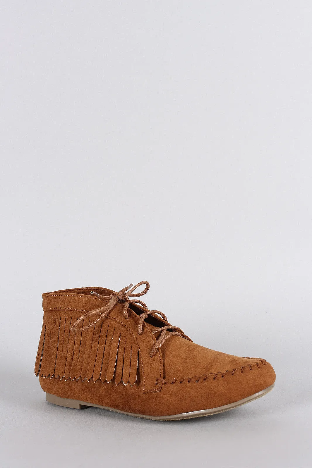 Fringe Up Bamboo Toe Round Lace Moccasin High-efficiency Flat Booties Hassle-free shipping Suede