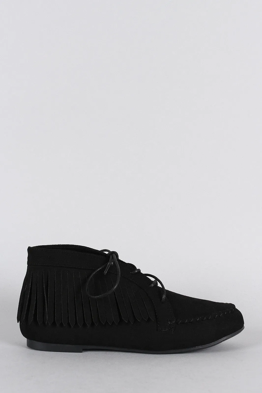 Fringe Up Bamboo Toe Round Lace Moccasin High-efficiency Flat Booties Hassle-free shipping Suede