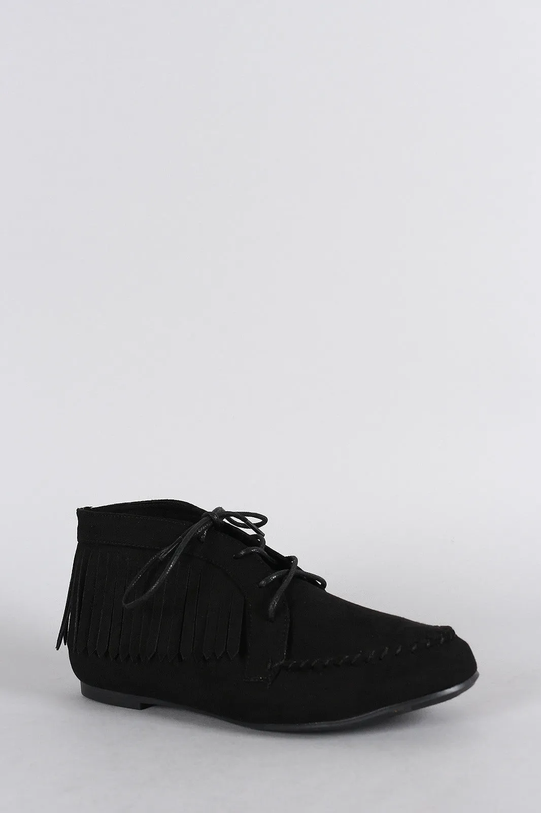 Fringe Up Bamboo Toe Round Lace Moccasin High-efficiency Flat Booties Hassle-free shipping Suede