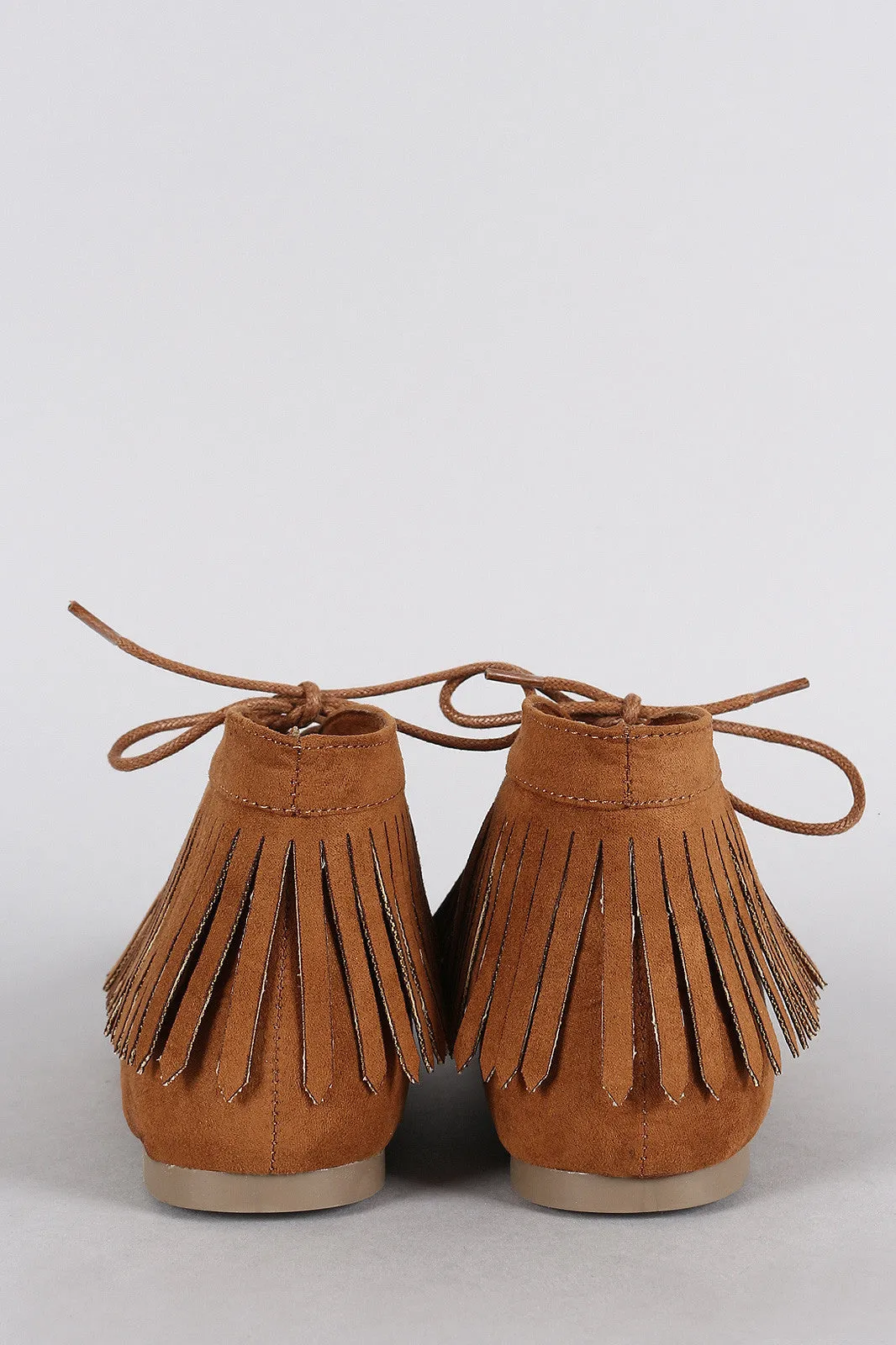 Fringe Up Bamboo Toe Round Lace Moccasin High-efficiency Flat Booties Hassle-free shipping Suede