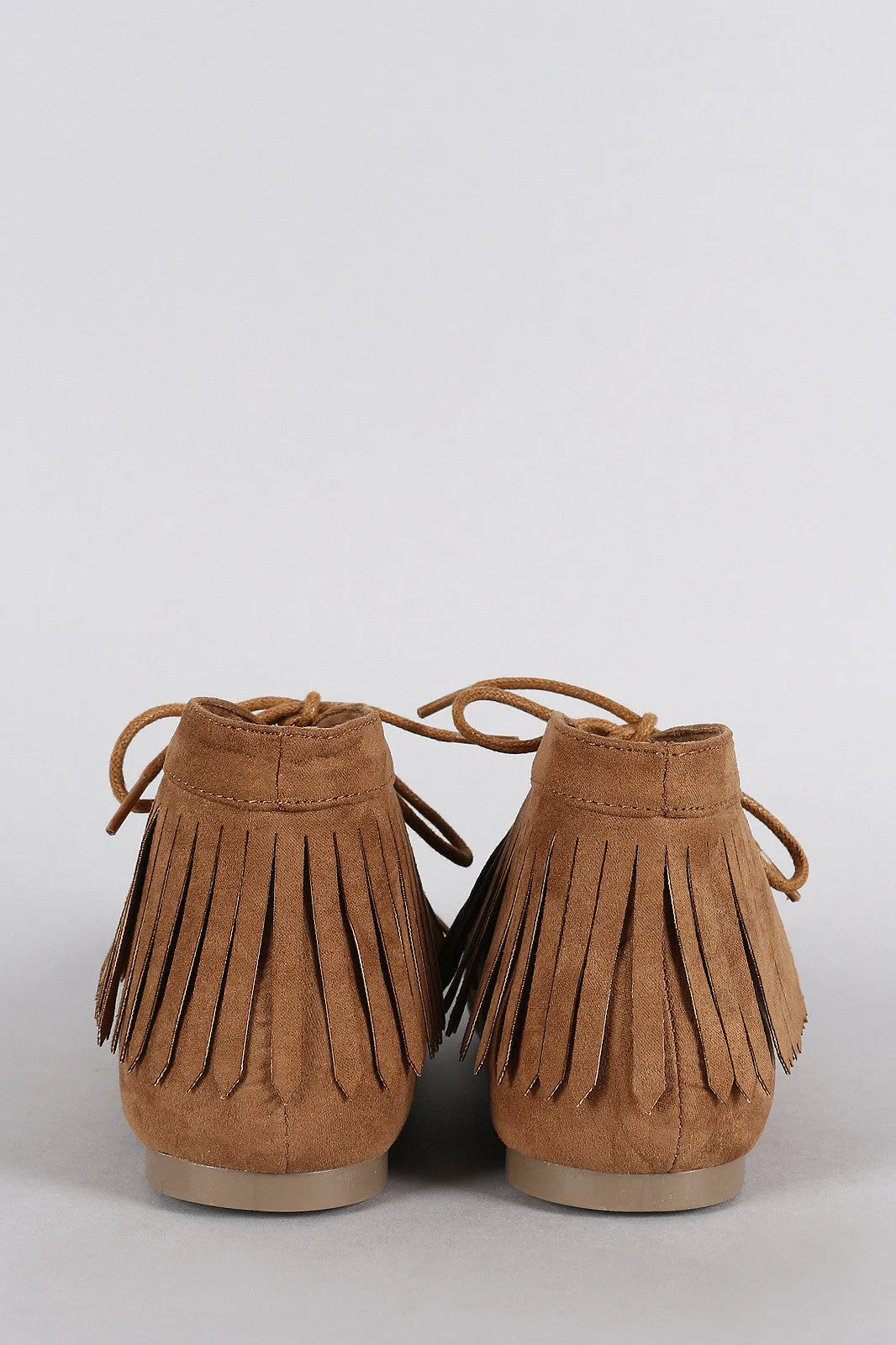 Fringe Up Bamboo Toe Round Lace Moccasin High-efficiency Flat Booties Hassle-free shipping Suede