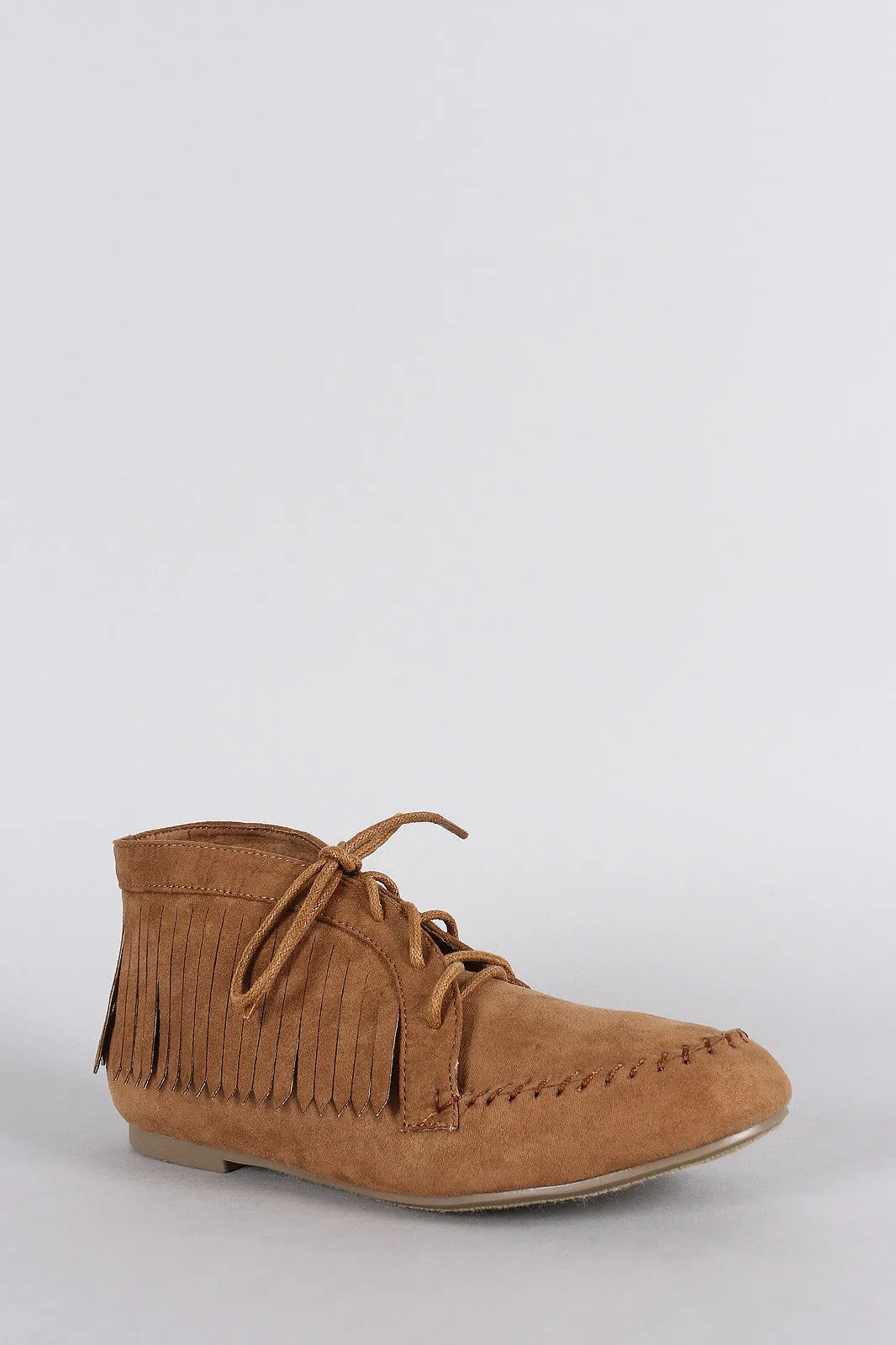 Fringe Up Bamboo Toe Round Lace Moccasin High-efficiency Flat Booties Hassle-free shipping Suede