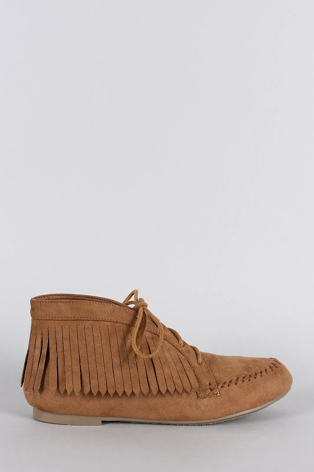 Fringe Up Bamboo Toe Round Lace Moccasin High-efficiency Flat Booties Hassle-free shipping Suede