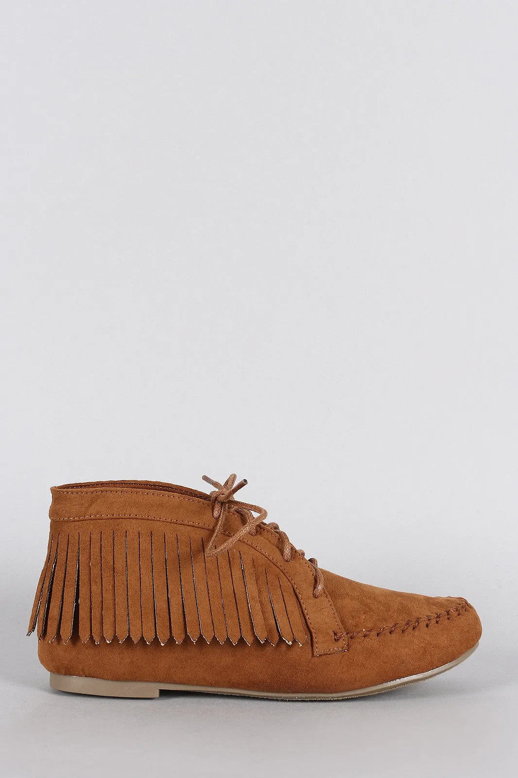 Fringe Up Bamboo Toe Round Lace Moccasin High-efficiency Flat Booties Hassle-free shipping Suede